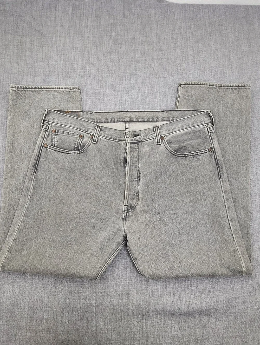 Levi's 501 Button Fly Grey Denim Jeans. 38 × 30